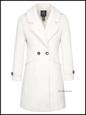 Women's Double Breasted Pea Coat Slim Fit Trench Coat Polyester Winter